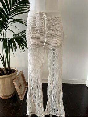 Shade & Shore Ivory Open-Knit Beach Pants